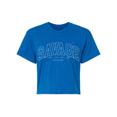 Savage Varsity Crop Tee: Royal Blue